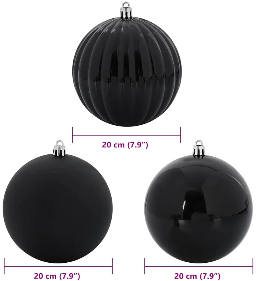 Kalėdinis Kabinamas Rinkinys XXL 4 vnt. Juoda Ø 20 cm Plastmasė
