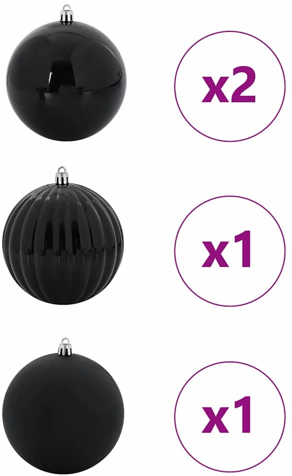 Kalėdinis Kabinamas Rinkinys XXL 4 vnt. Juoda Ø 20 cm Plastmasė
