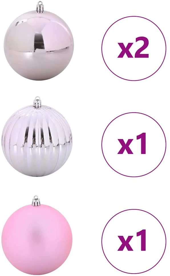Kalėdinis Kabinamas Rinkinys XXL 4 vnt. Rožinė Ø 20 cm