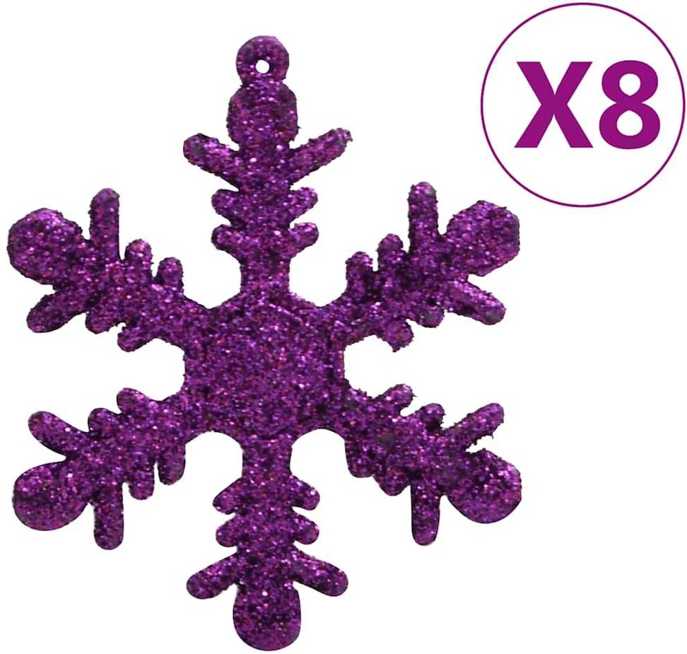 Kalėdinių žaisliukų rinkinys, 111vnt., violetinis, polistirenas