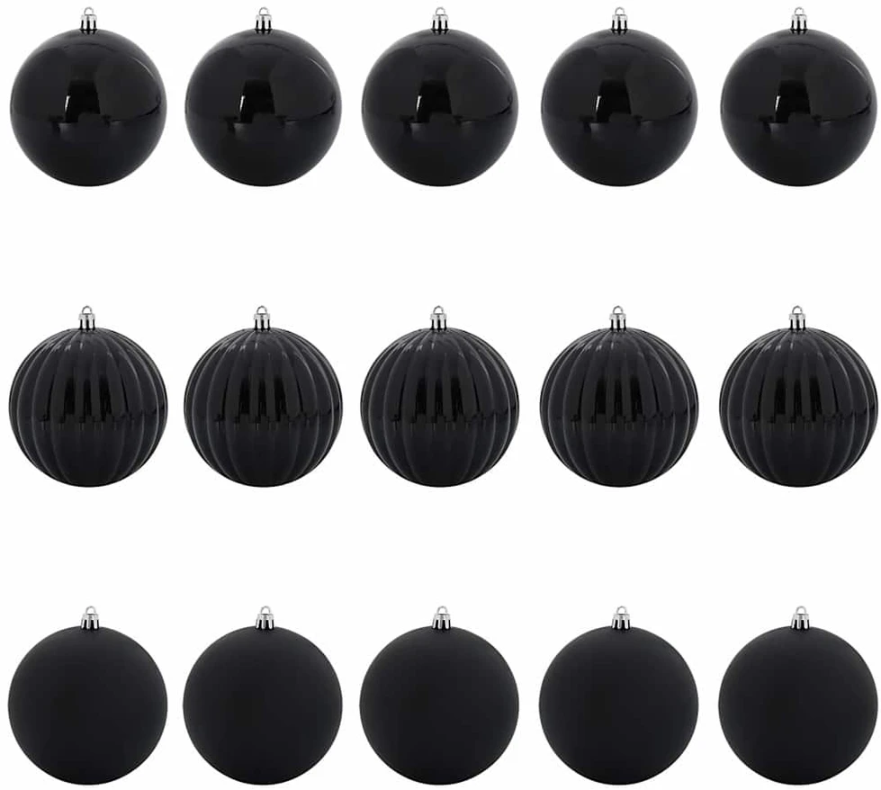 Kalėdų Burbulų Rinkinys XL 15 vnt. Juoda Ø 10 cm Plastmasė