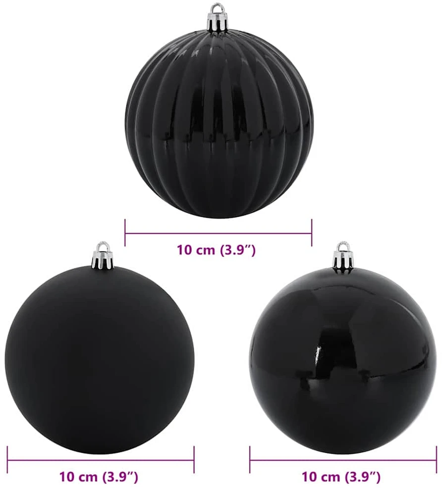 Kalėdų Burbulų Rinkinys XL 15 vnt. Juoda Ø 10 cm Plastmasė