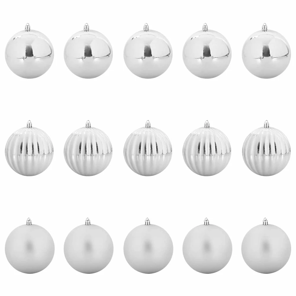 Kalėdų Burbulų Rinkinys XL 15 vnt. Sidabrinė Ø 10 cm Plastmasė
