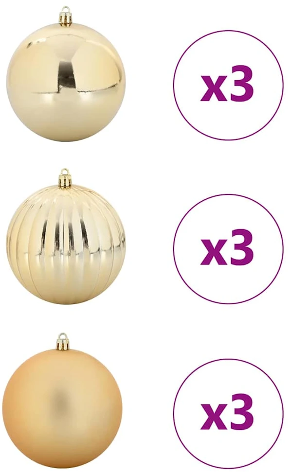 Kalėdų Burbulų Rinkinys XL 9 vnt. Auksinė Ø 15 cm Plastmasė