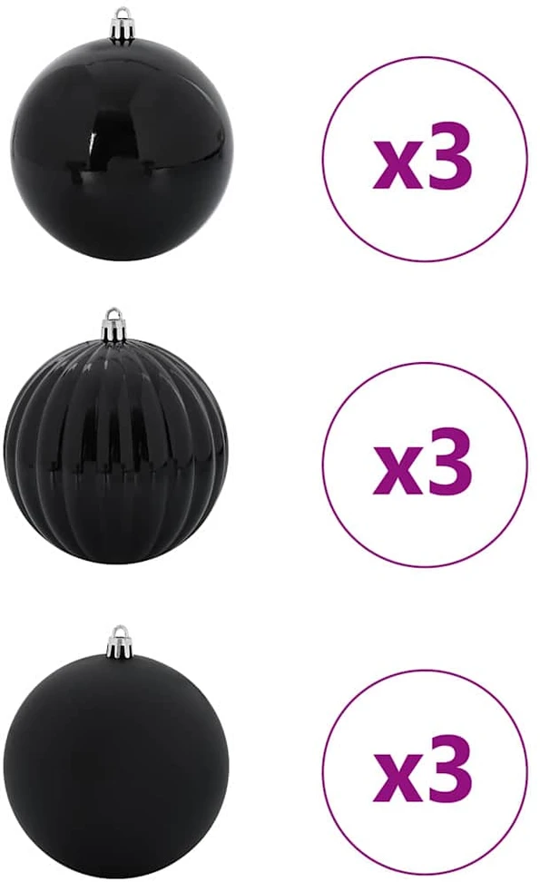 Kalėdų Burbulų Rinkinys XL 9 vnt. Juoda Ø 15 cm Plastmasė