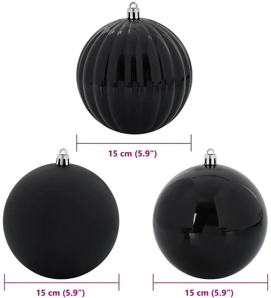 Kalėdų Burbulų Rinkinys XL 9 vnt. Juoda Ø 15 cm Plastmasė