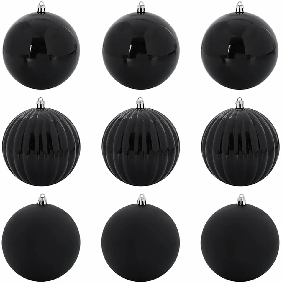 Kalėdų Burbulų Rinkinys XL 9 vnt. Juoda Ø 15 cm Plastmasė
