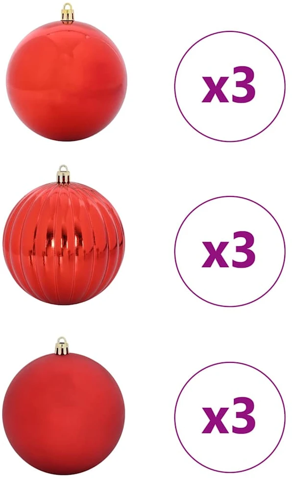 Kalėdų Burbulų Rinkinys XL 9 vnt. Raudona Ø 15 cm Plastmasė