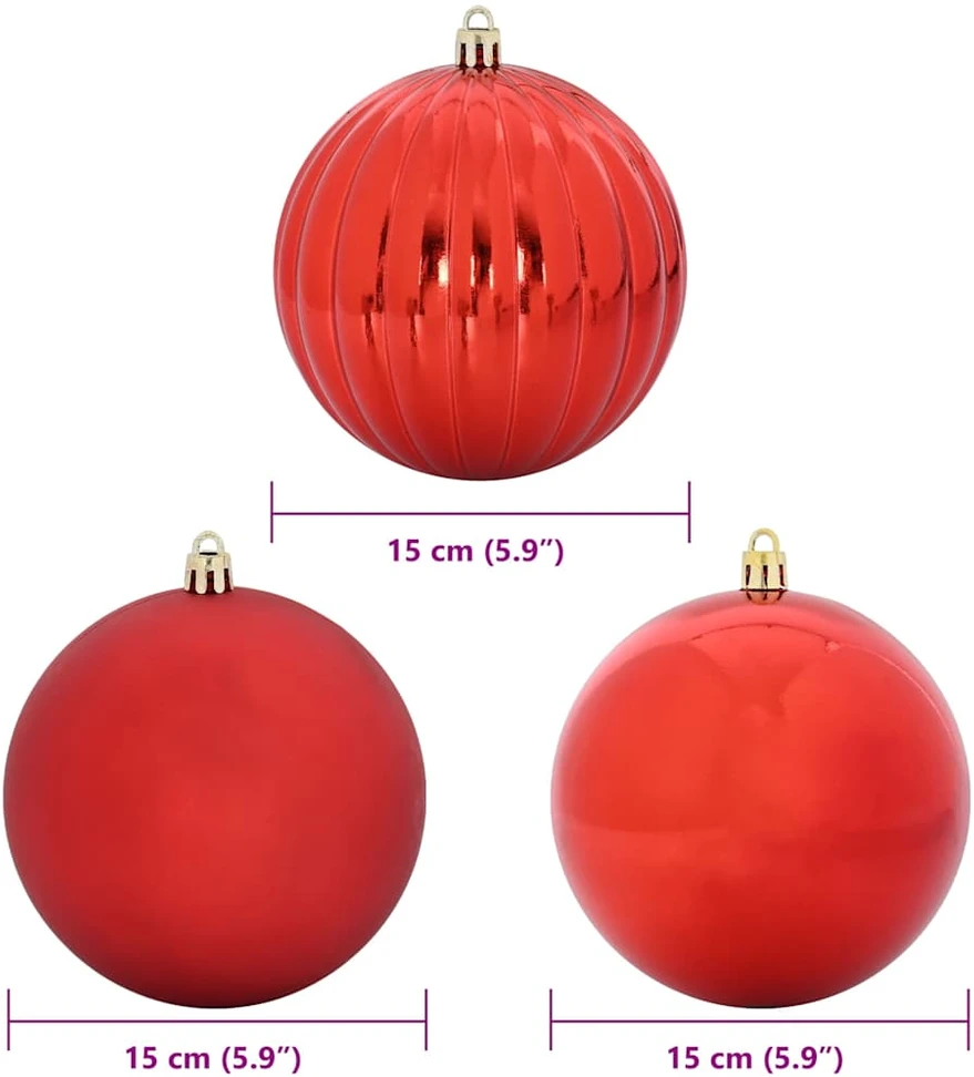 Kalėdų Burbulų Rinkinys XL 9 vnt. Raudona Ø 15 cm Plastmasė