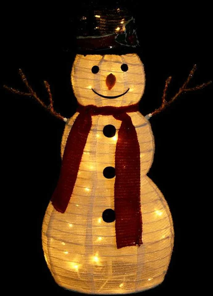 Kalėdų dekoracija sniego senis, 60cm, prabangus audinys, LED