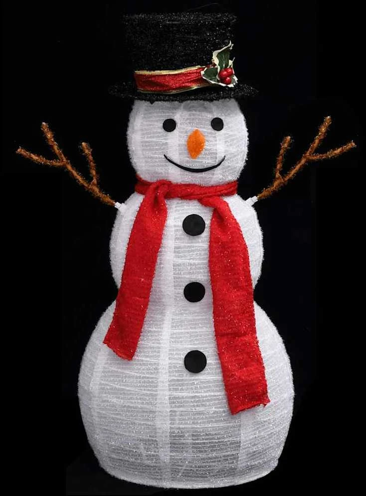 Kalėdų dekoracija sniego senis, 60cm, prabangus audinys, LED
