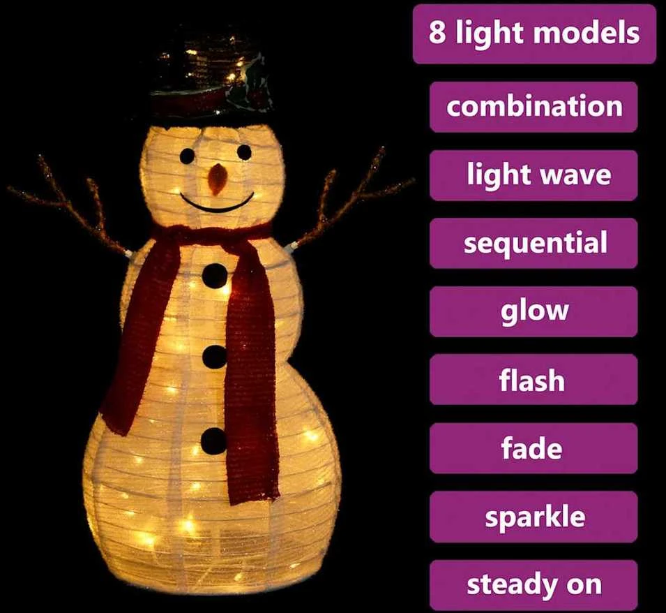 Kalėdų dekoracija sniego senis, 60cm, prabangus audinys, LED