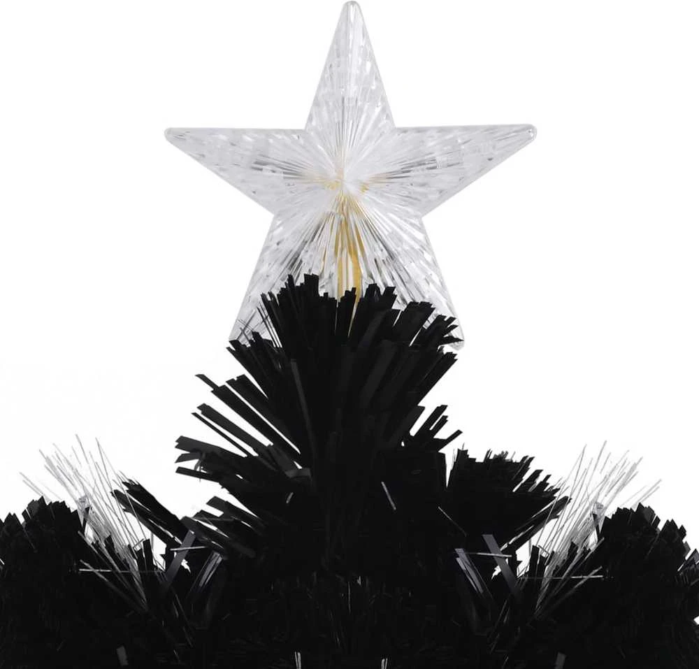 Kalėdų eglutė su LED snaigėmis, juoda, 120cm, optinis pluoštas