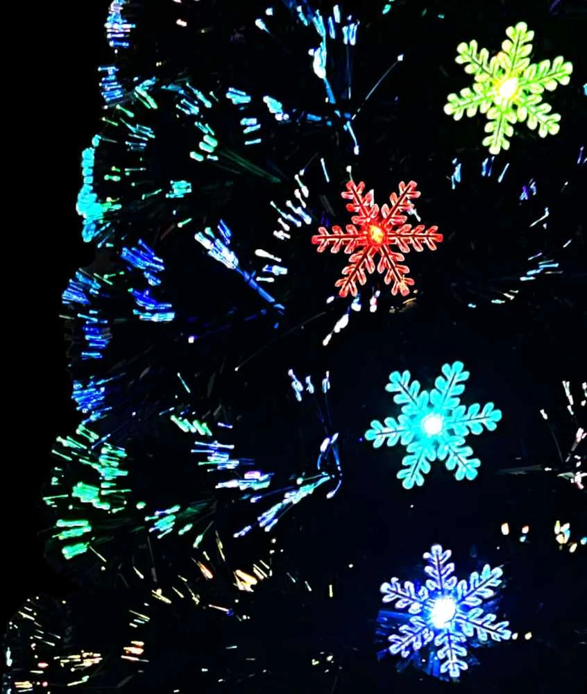 Kalėdų eglutė su LED snaigėmis, juoda, 120cm, optinis pluoštas