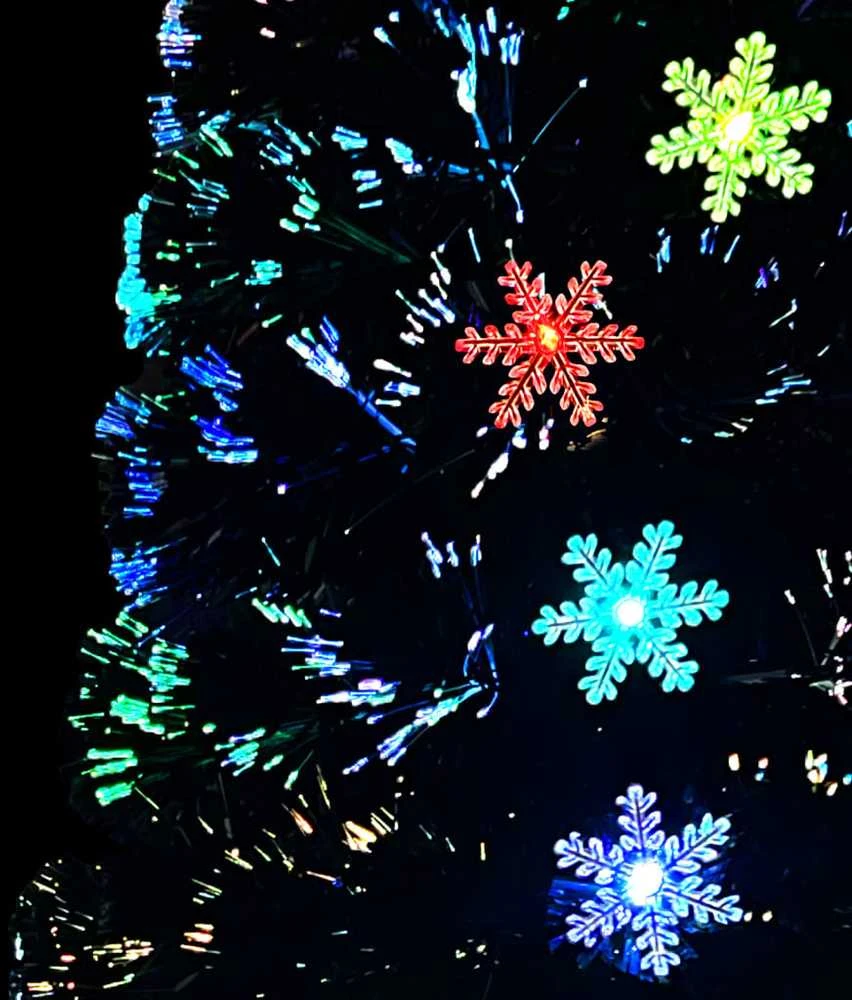 Kalėdų eglutė su LED snaigėmis, juoda, 240cm, optinis pluoštas