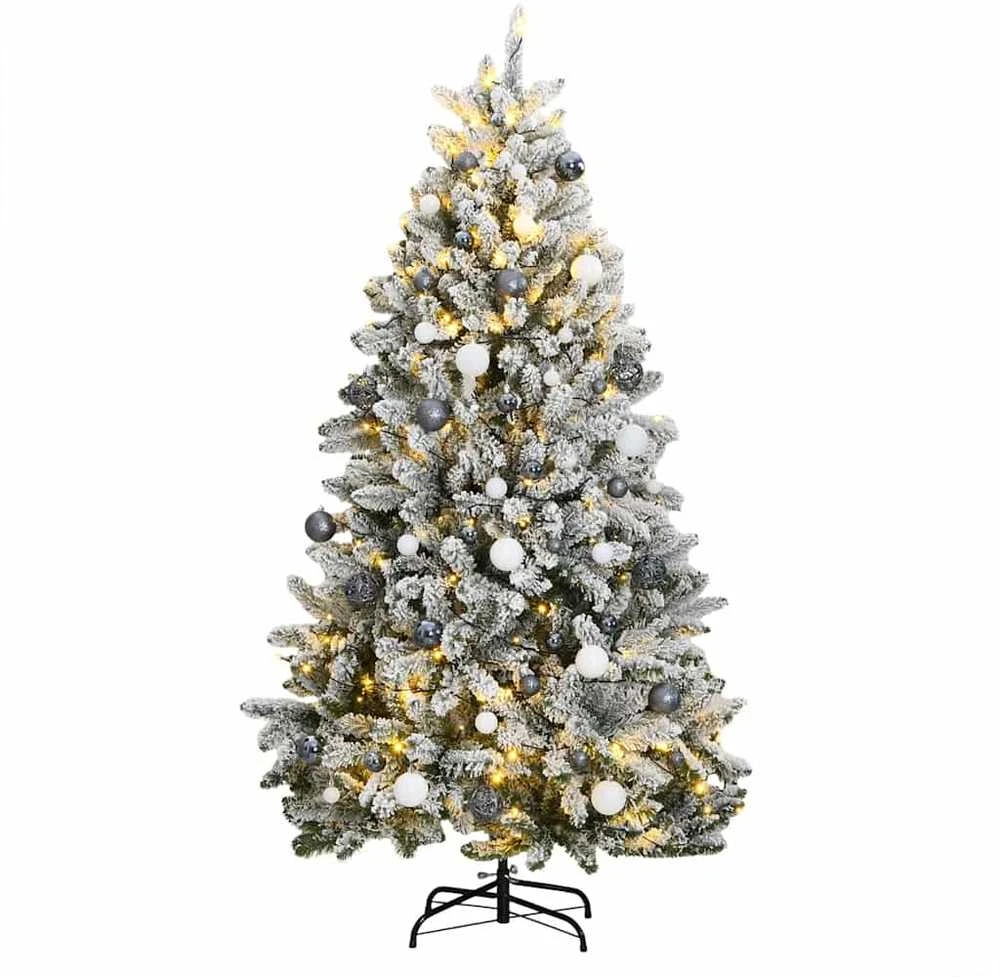 Kalėdų eglutė su šarnyrinėmis šakomis/LED/žaisliukais, 210cm