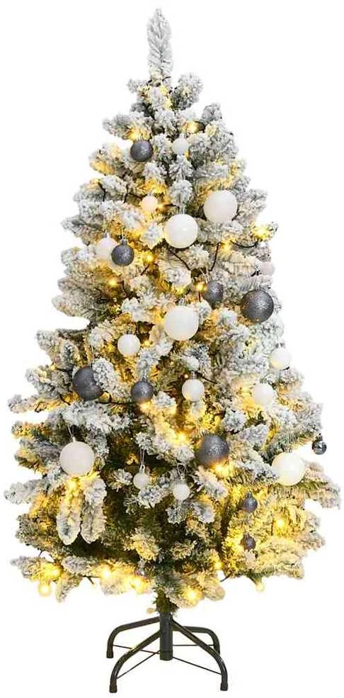 Kalėdų eglutė su šarnyrinėmis šakomis/LED/žaisliukais, 150cm