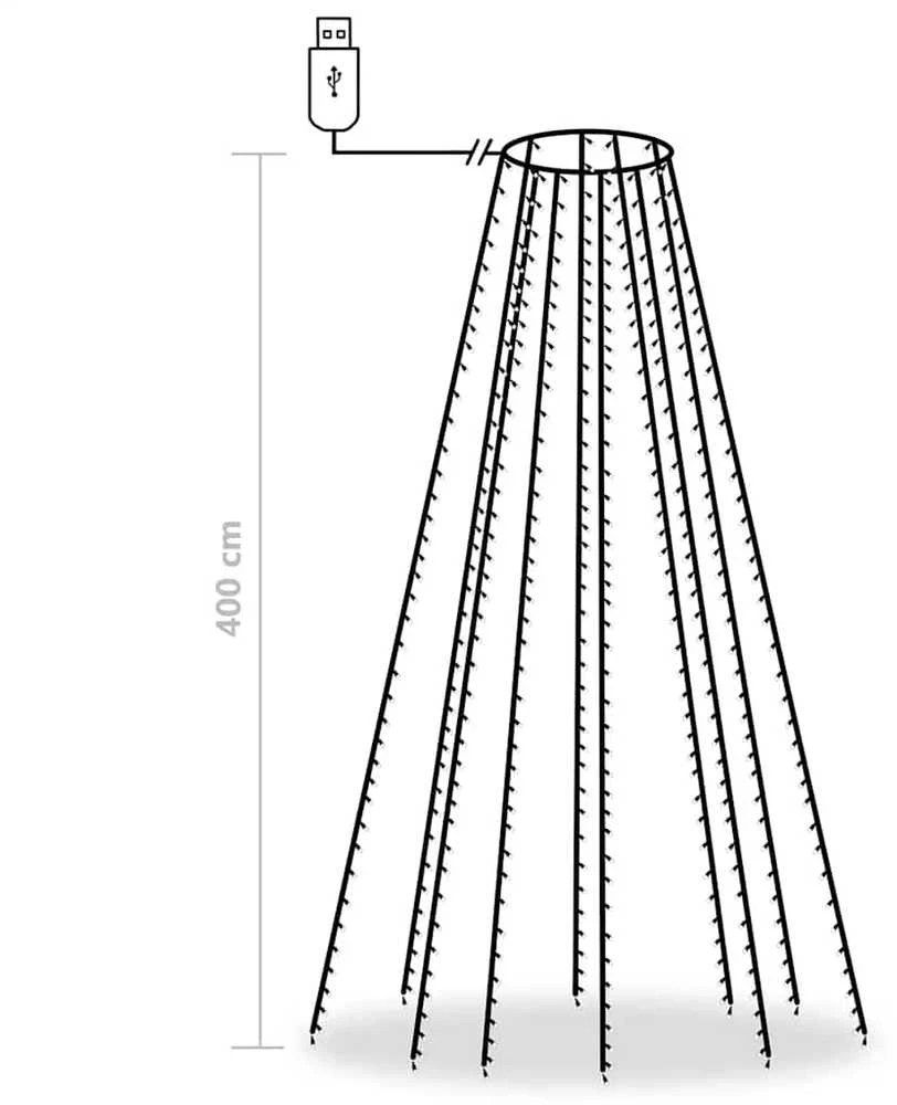 Kalėdų eglutės girlianda su 400 spalvotų LED lempučių, 400cm