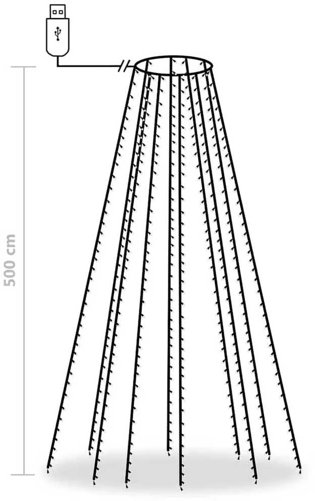 Kalėdų eglutės girlianda su 500 spalvotų LED lempučių, 500cm