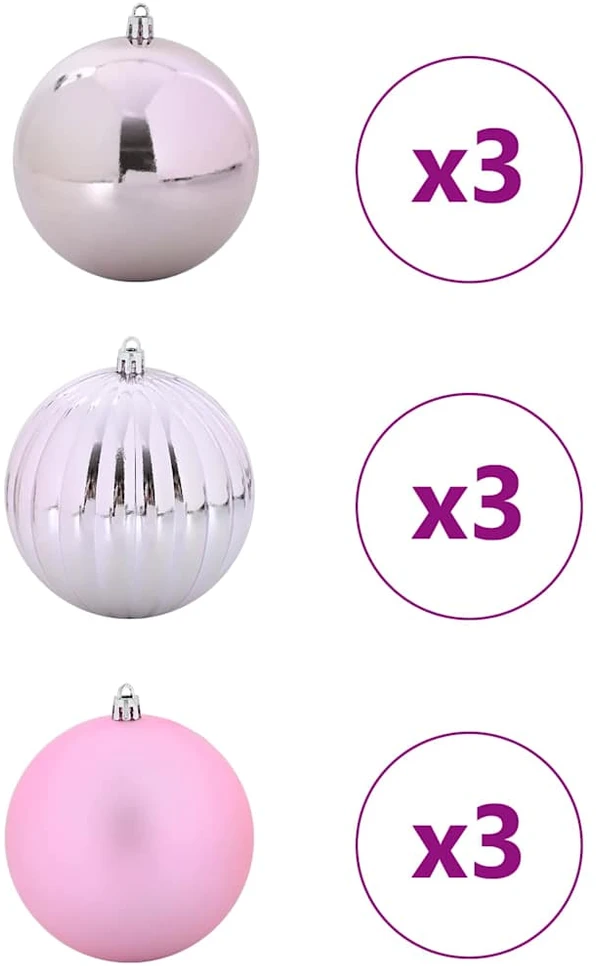 Kalėdų Burbulų Rinkinys XL 9 vnt. Rožinė Ø 15 cm Plastmasė