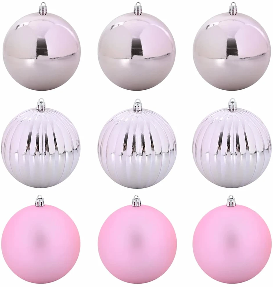Kalėdų Burbulų Rinkinys XL 9 vnt. Rožinė Ø 15 cm Plastmasė