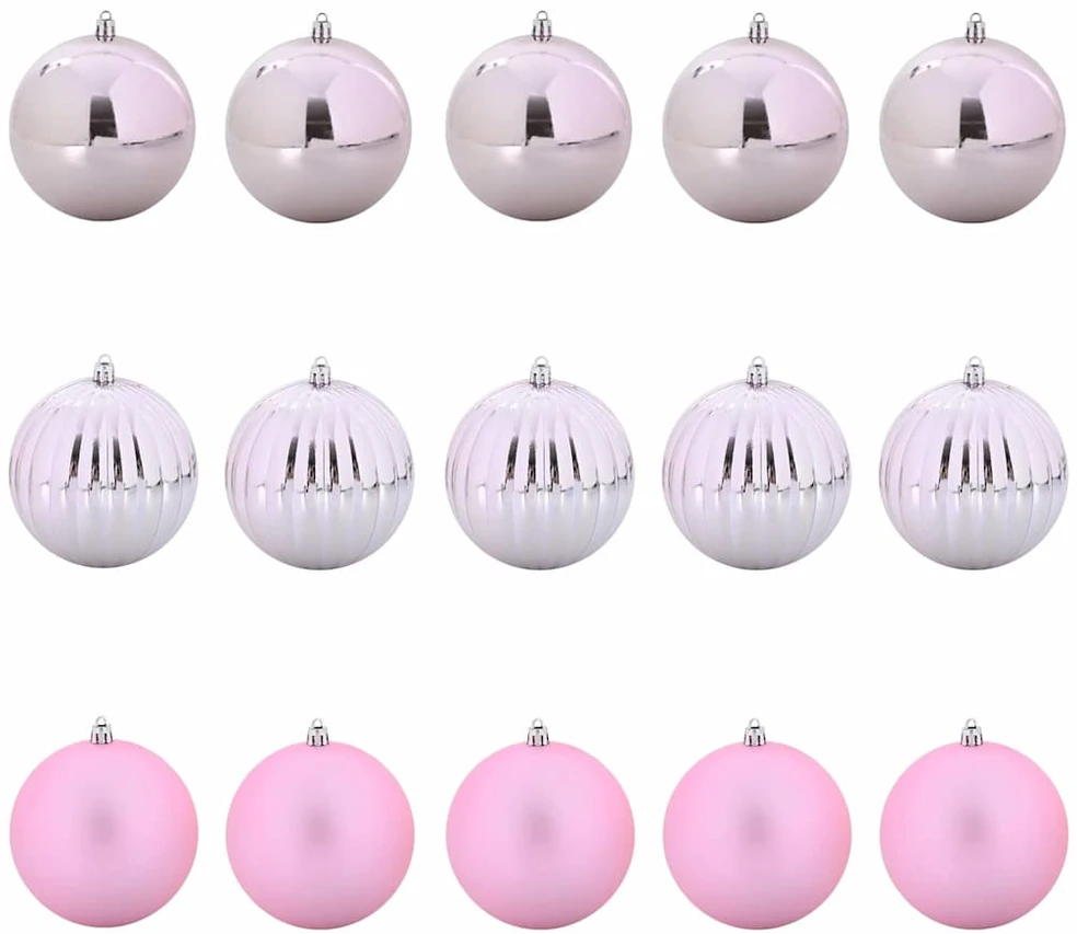 Kalėdų Burbulų Rinkinys XL 15 vnt. Rožinė Ø 10 cm Plastmasė