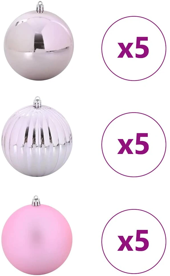 Kalėdų Burbulų Rinkinys XL 15 vnt. Rožinė Ø 10 cm Plastmasė