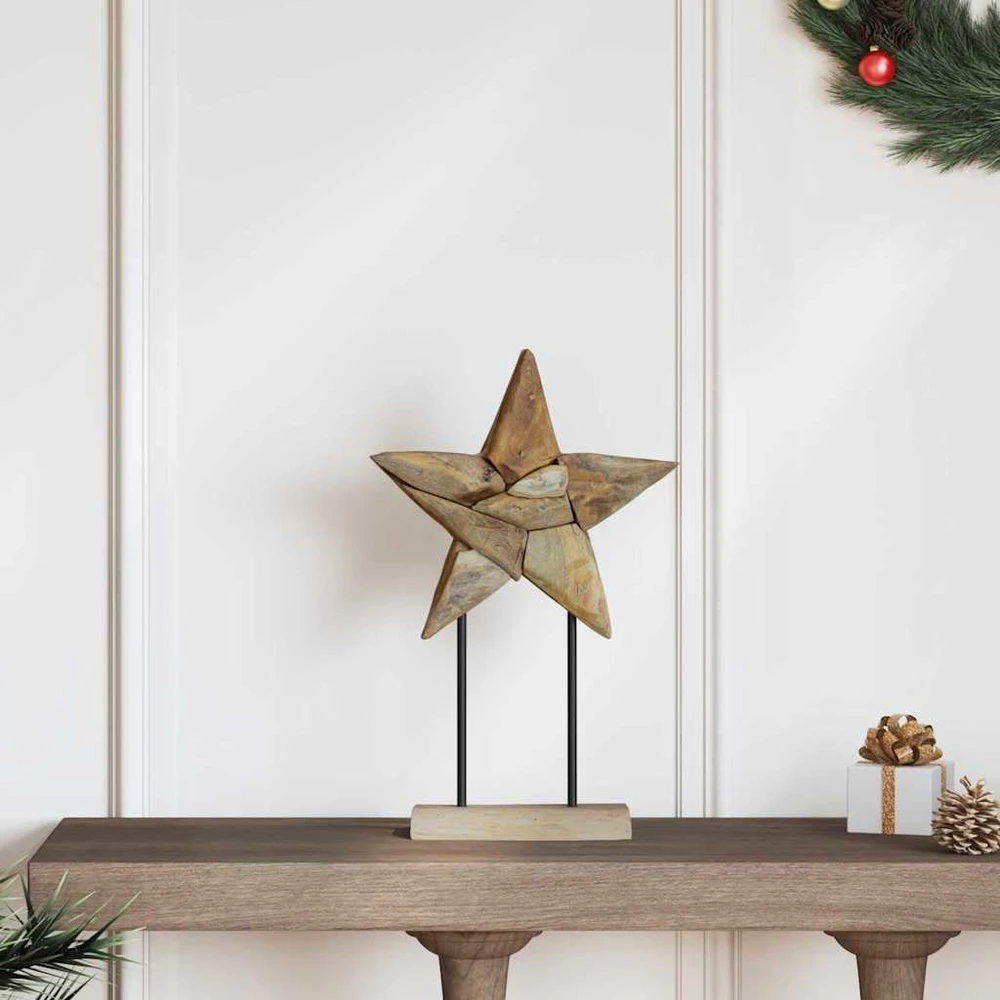 Kalėdų žvaigždė LED Ruda 31 x 15 x 46 cm Kieto teka medžio
