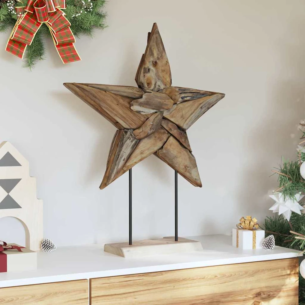 Kalėdų žvaigždė LED Ruda 59,5 x 18 x 74 cm Kieto teka medžio