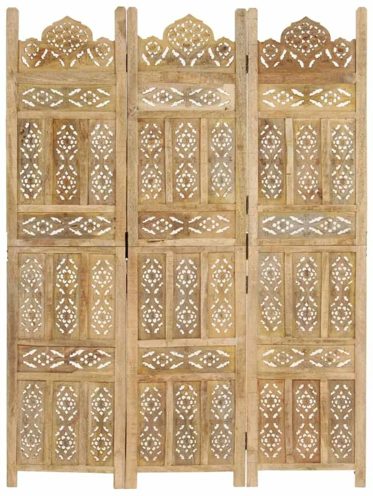 Kambario pertvara, 3 dalių, 120x165cm, mango masyvas, raižyta