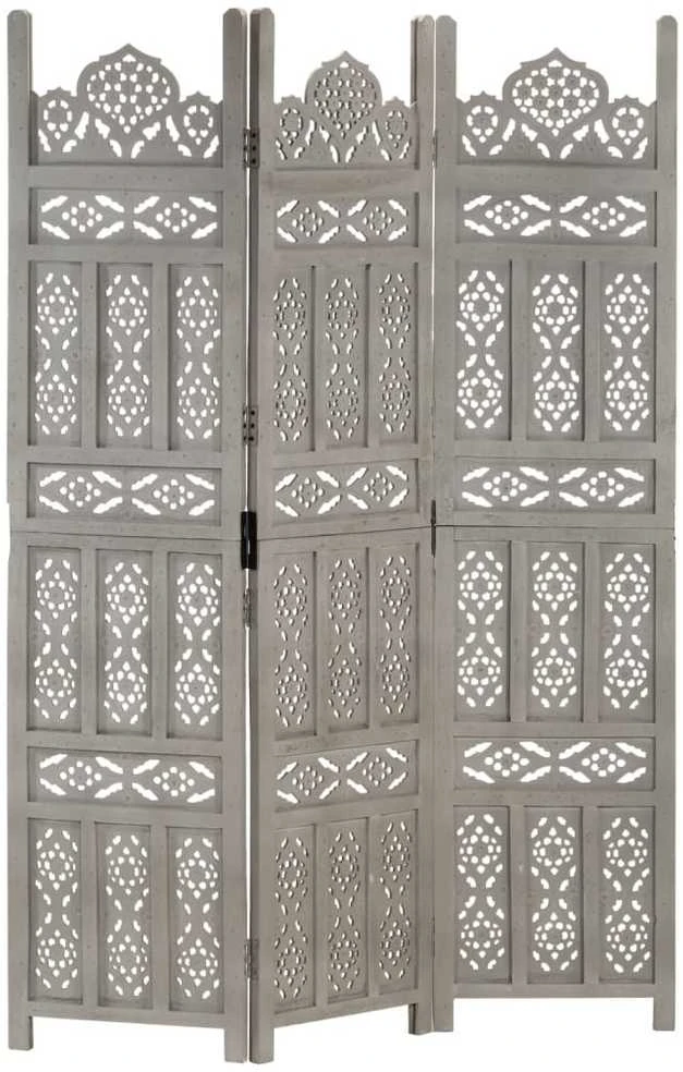 Kambario pertvara, 3 dalių, pilka, 120x165cm, mango masyvas