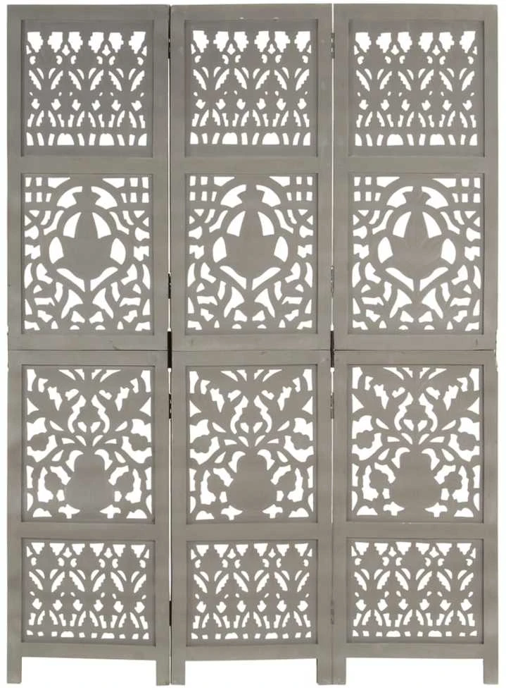 Kambario pertvara, 3 dalių, pilka, 120x165cm, mango masyvas