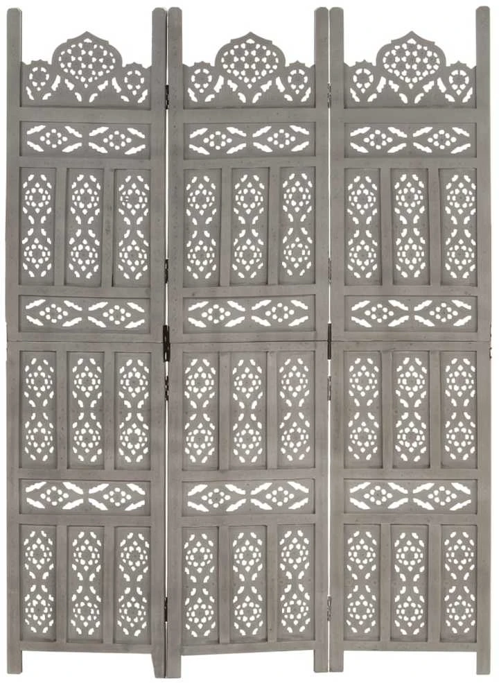 Kambario pertvara, 3 dalių, pilka, 120x165cm, mango masyvas