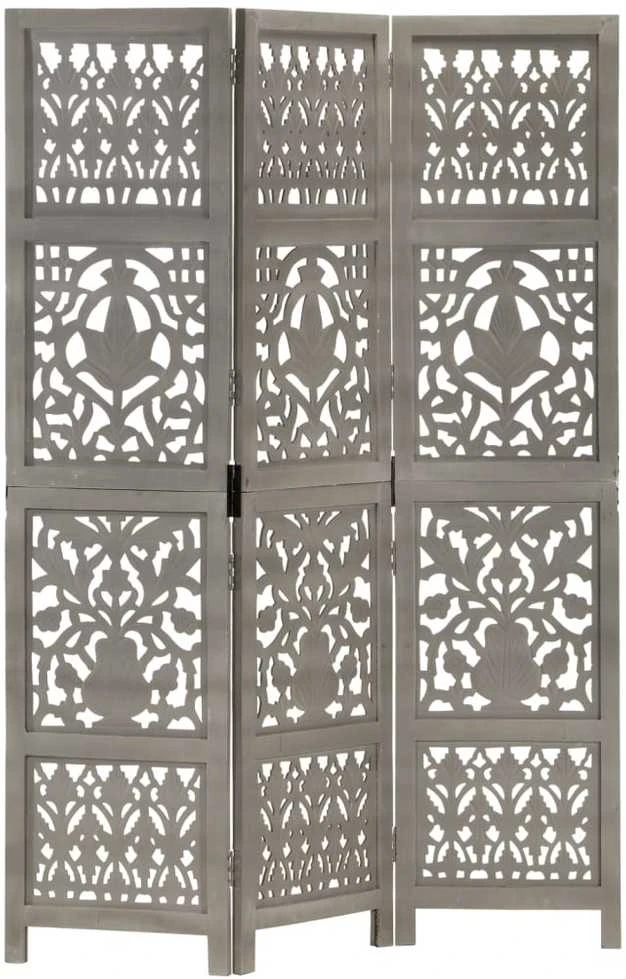 Kambario pertvara, 3 dalių, pilka, 120x165cm, mango masyvas
