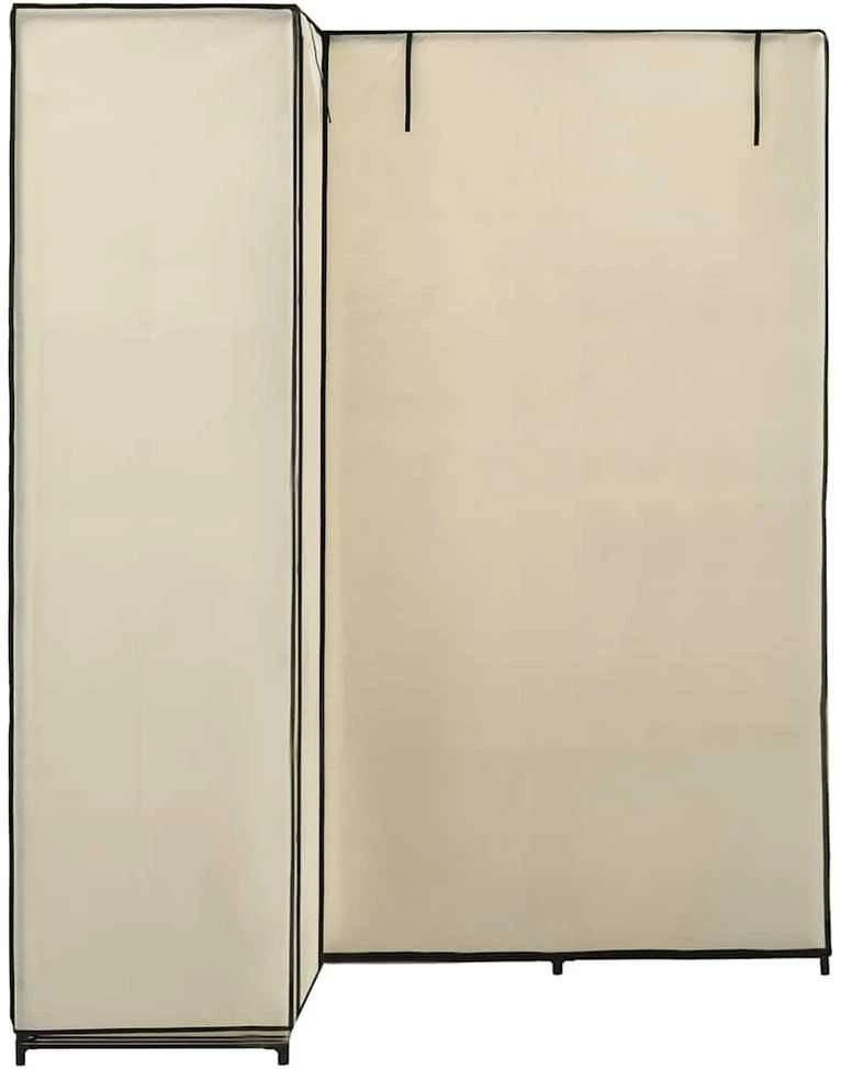Kampinė drabužių spinta, kreminė, 130x87x169cm