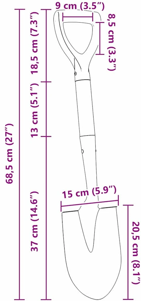 Spade Juoda 68,5 cm Galingas padengtas plienas ir kietas medis