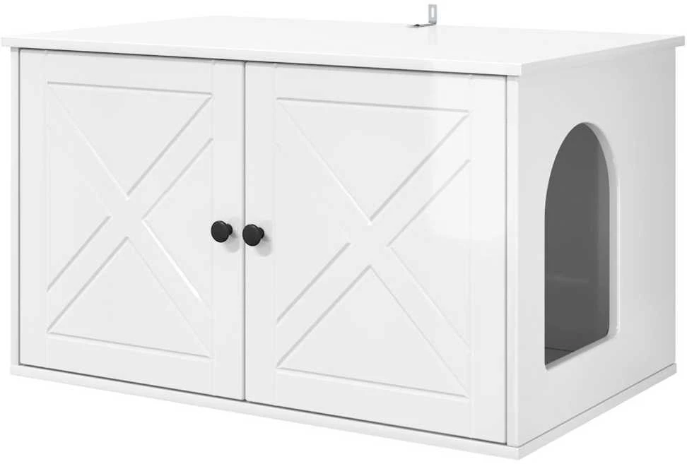 Katės namelis Blizgus baltas 85 x 55 x 50,5 cm Apdirbta mediena