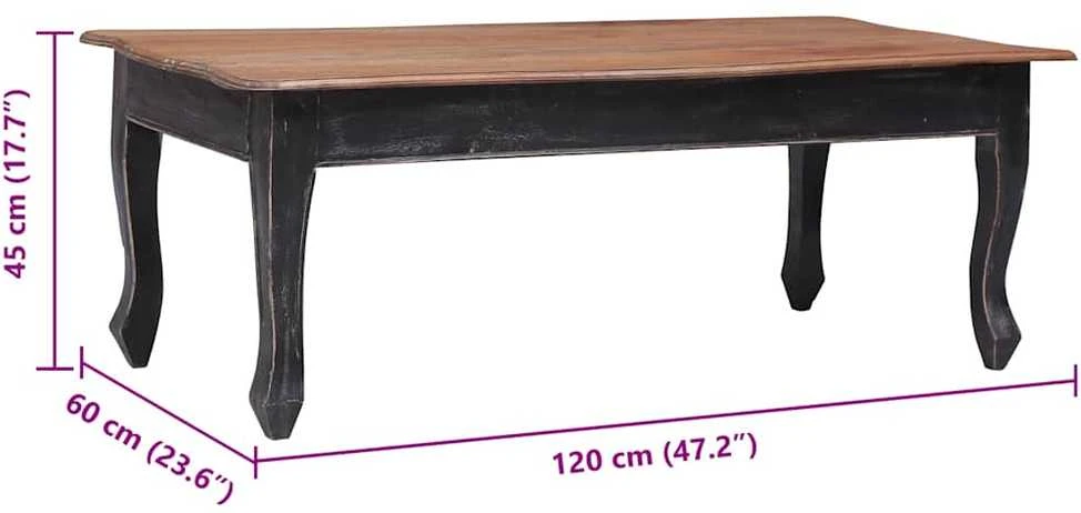 Kavos staliukas, juodas, 120x60x45cm, raudonmedžio masyvas 283904