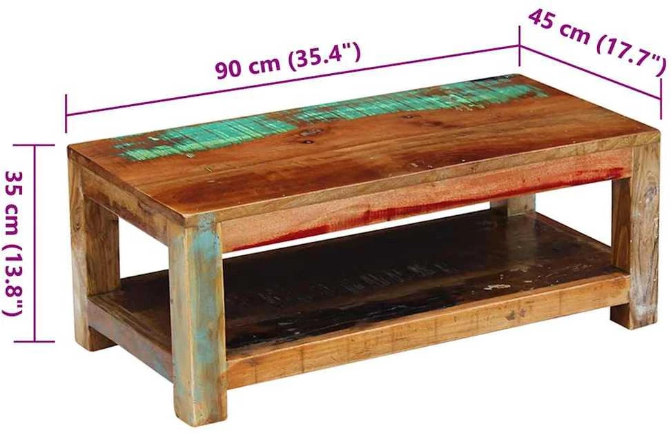 Kavos staliukas, perdirbtos medienos masyvas, 90x45x35 cm