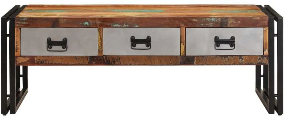 Kavos staliukas su 3 stalčiais, perdirbta mediena, 100x50x35 cm