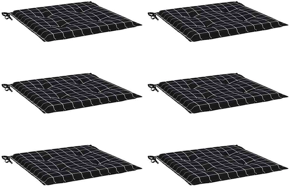 Kėdės pagalvėlės, 6vnt., 40x40x3cm, audinys, juodi langeliai