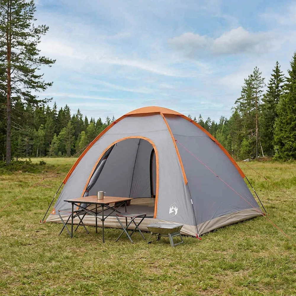 Kempingo palapinė 4 asmeniui Pilka ir oranžinė