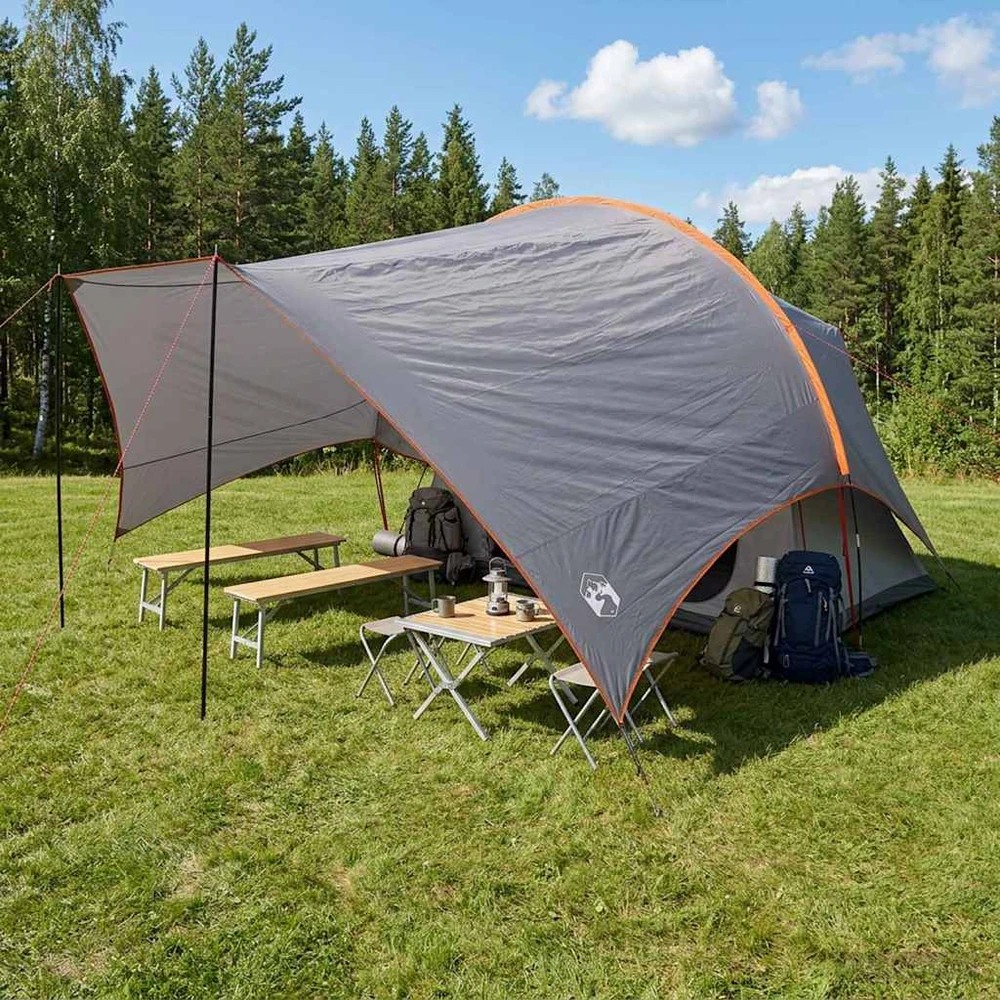 Kempingo tentas, atsparus vandeniui Pilka ir oranžinė