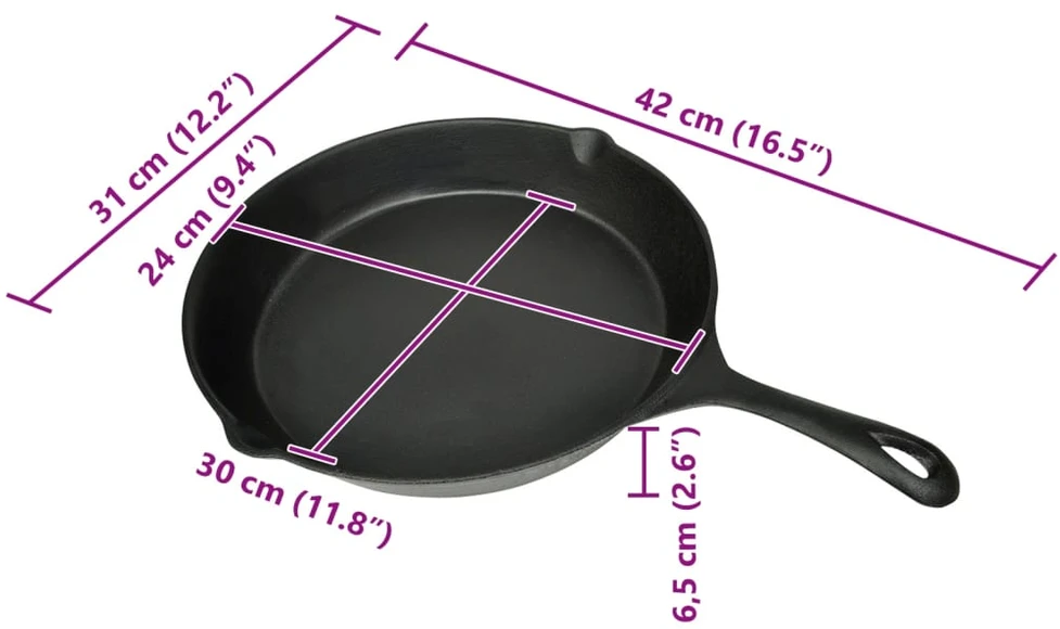 Ketaus keptuvė griliui, 30 cm, apvali