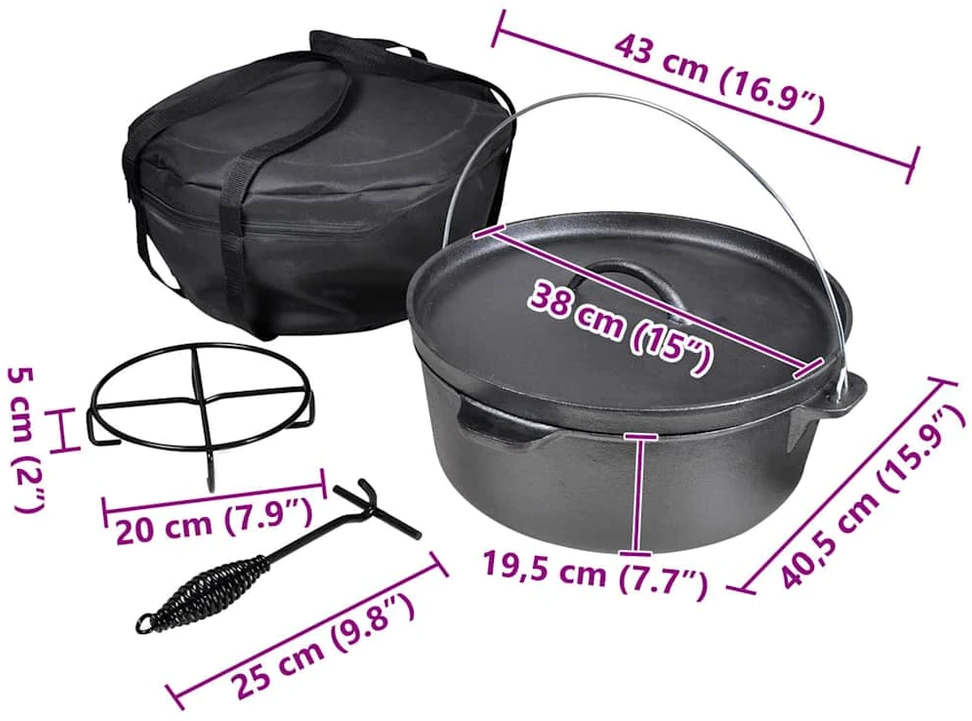 Ketaus puodas Dutch Oven 11,3 l, su priedais