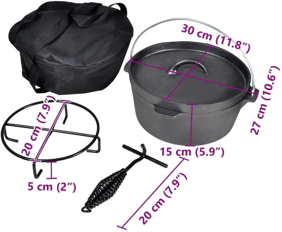 Ketaus puodas Dutch Oven 4,2 l, su priedais