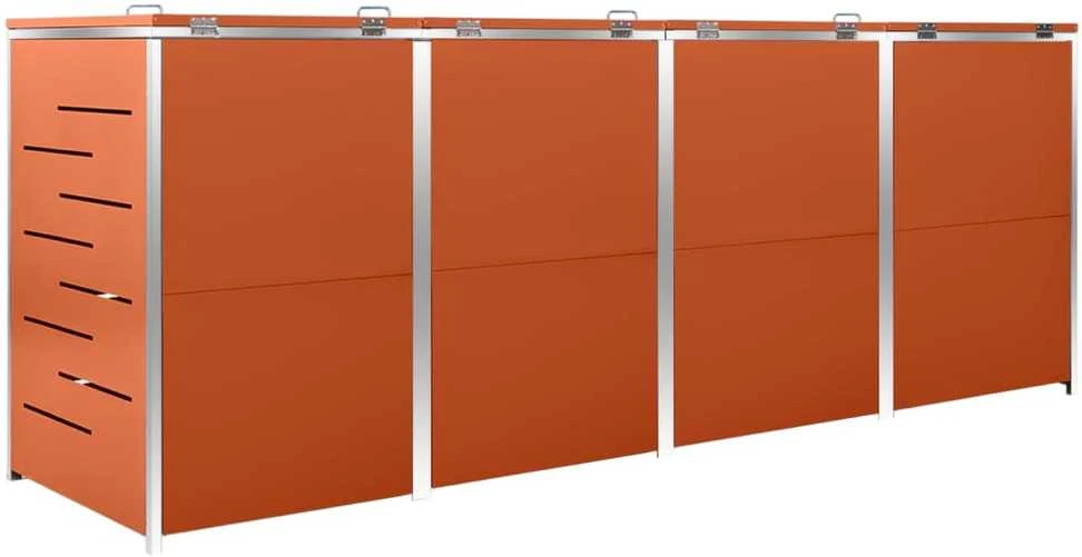 Keturvietė konteinerių pastogė, 276,5x77,5x112,5 cm, plienas