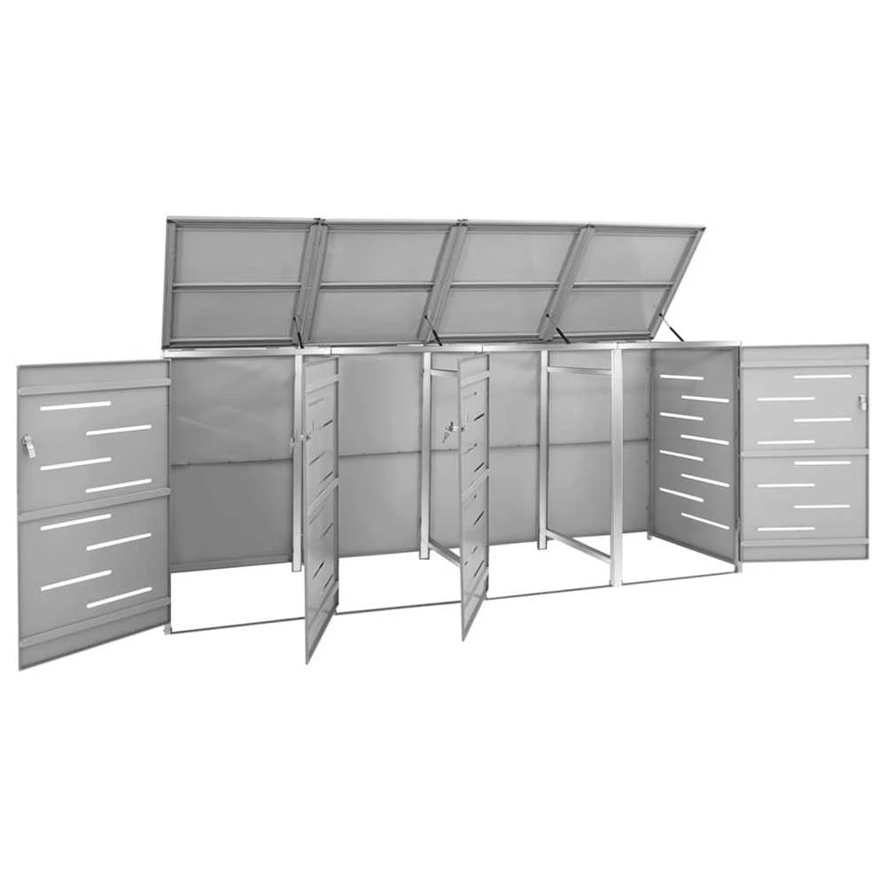 Keturvietė konteinerių pastogė, 276,5x77,5x112,5 cm, plienas