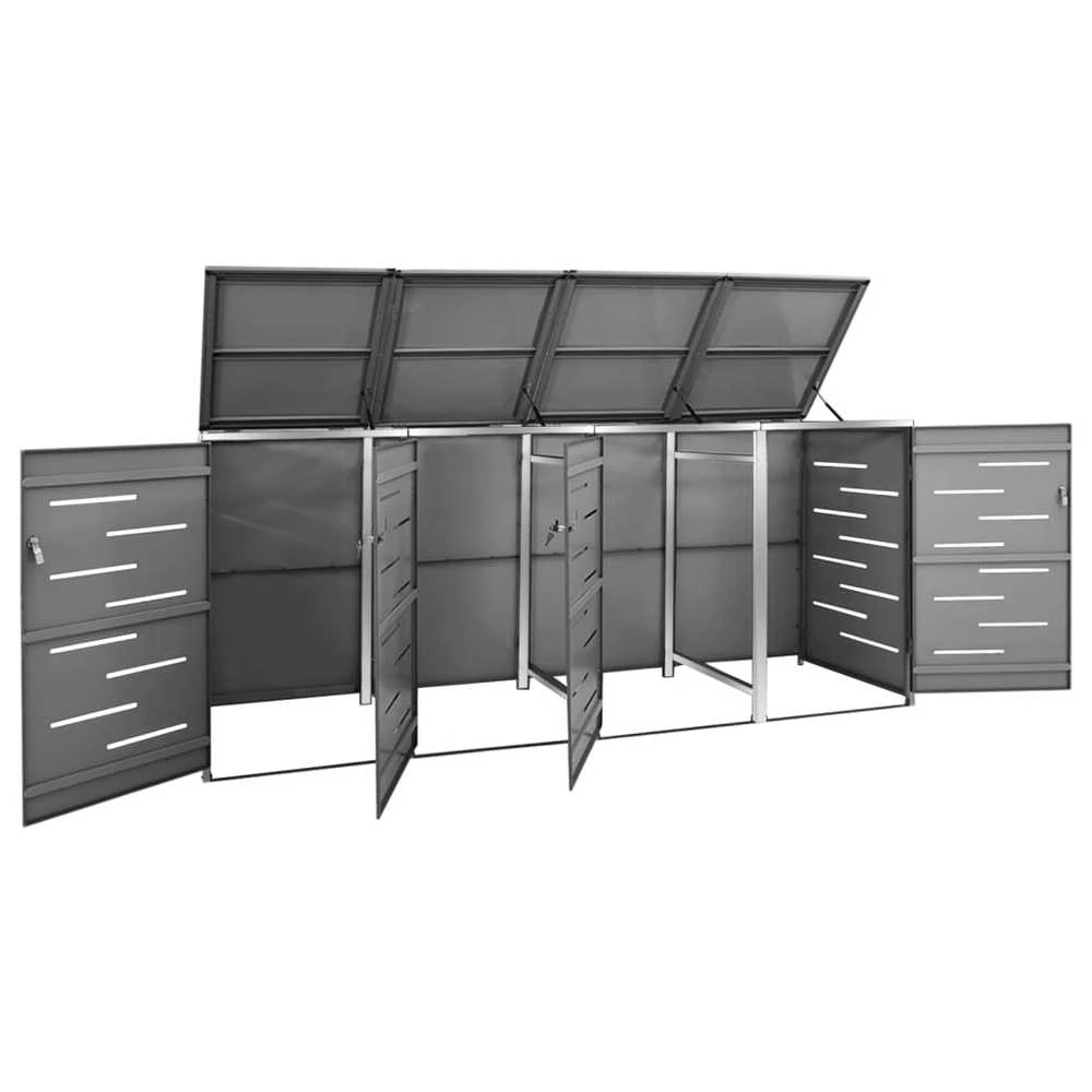 Keturvietė konteinerių pastogė, 276,5x77,5x112,5 cm, plienas