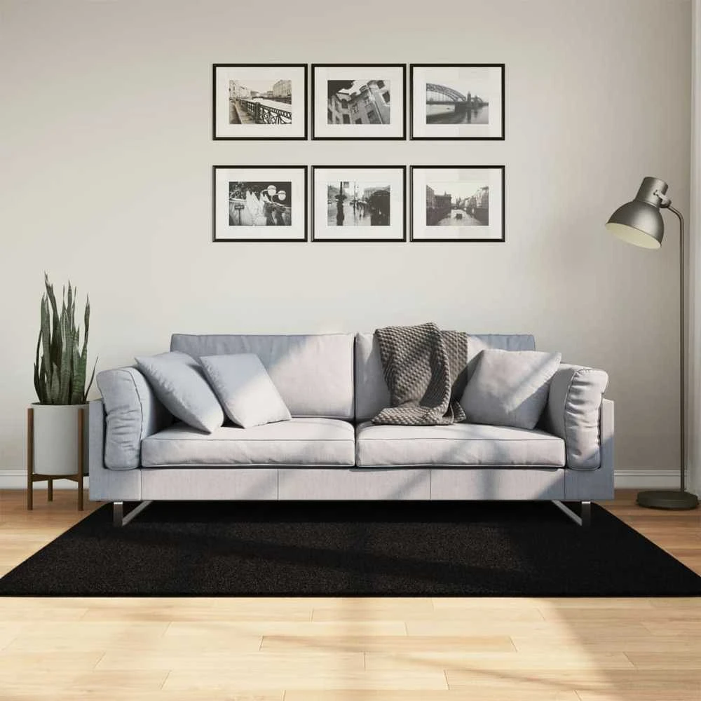 Kilimas HUARTE, juodas, 120x170cm, trumpi šereliai